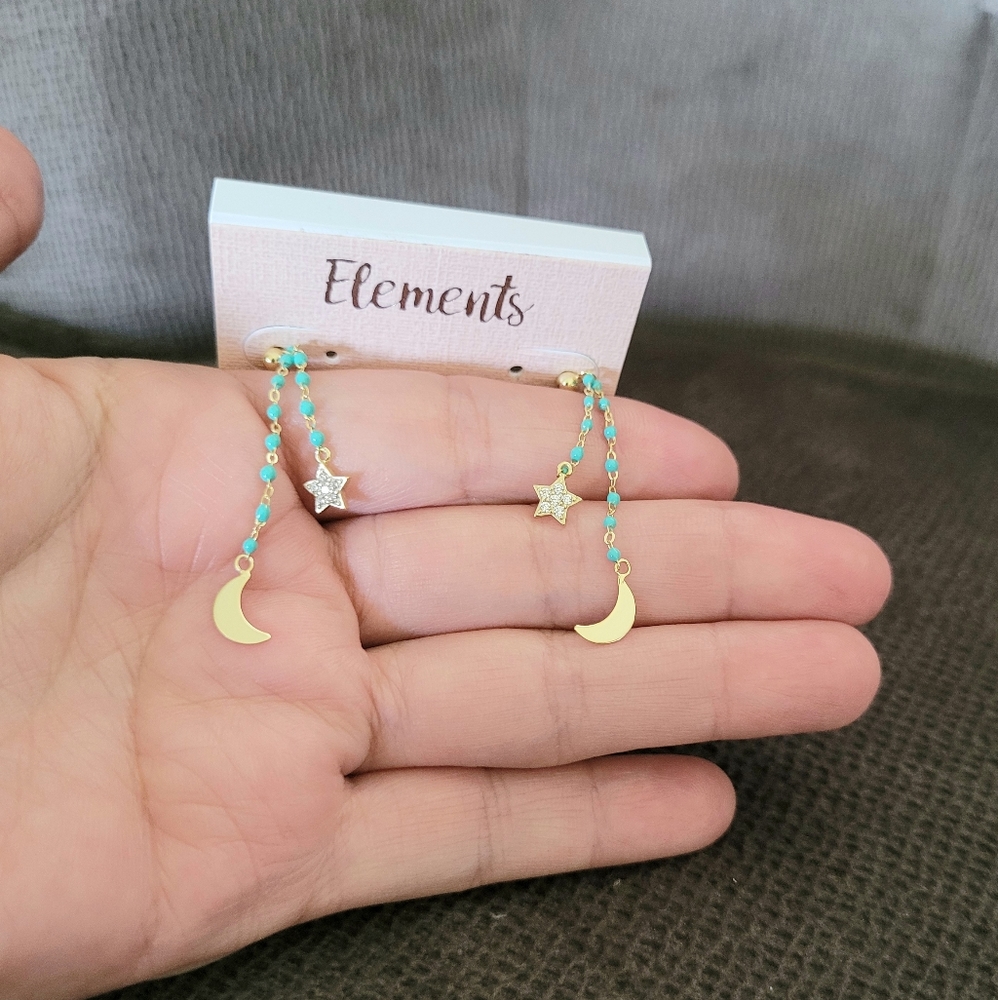 Elements Dangling Moon🌙 and Star⭐ Earrings - Picture 4 of 16